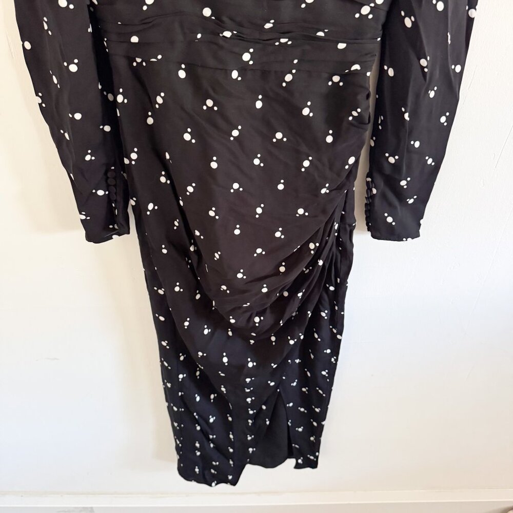 Self-Portrait Black Polka Dot Puff Sleeve Midi Dress US 2 - Picture 4 of 7